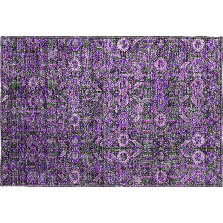 Premium Machine Washable Cerrito AMF574 Purple Rug