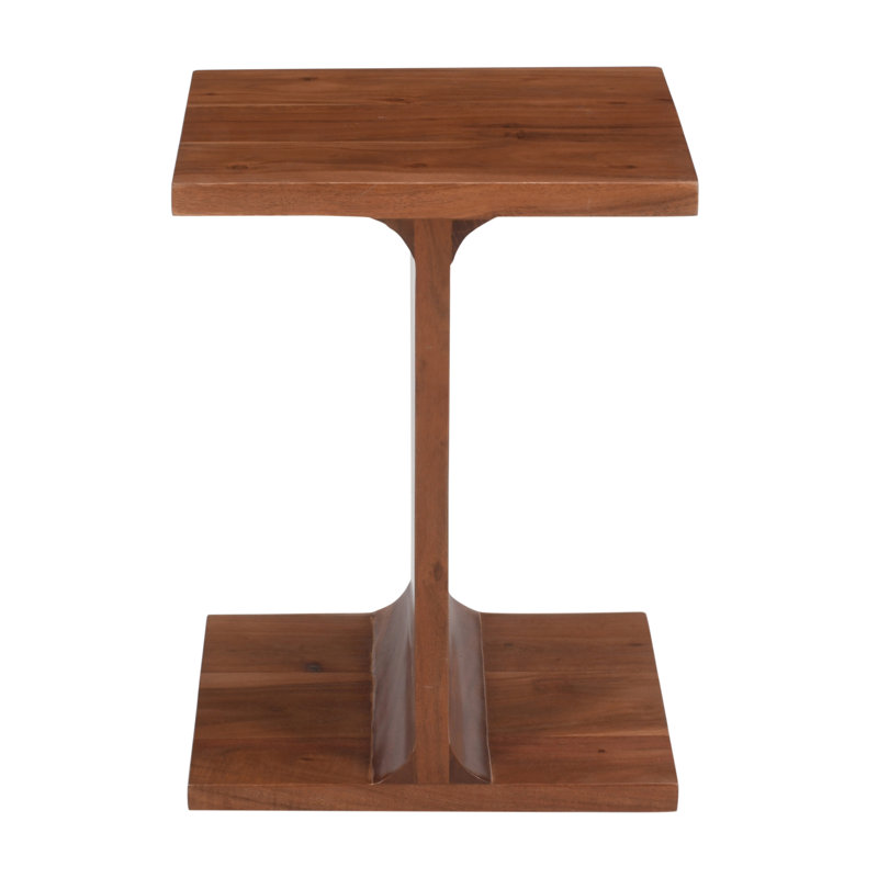 Table d'appoint moderne en bois massif Gundars, Marron foncé