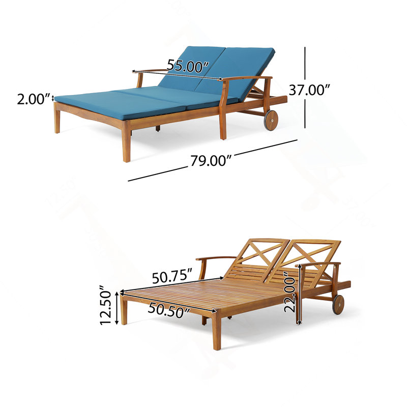 Double Chaise Lounge With Adjustable Sides And Quick-Drying Cushions For Outdoor Relaxation