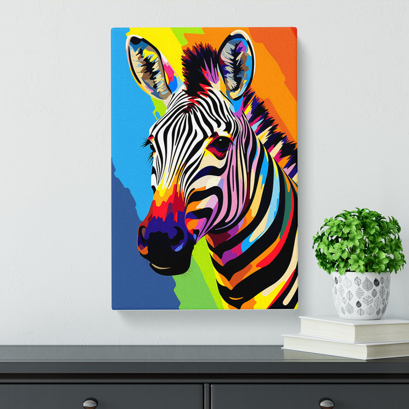Zebra Pop - Wrapped Canvas, 76cm H x 50cm W x 3cm D