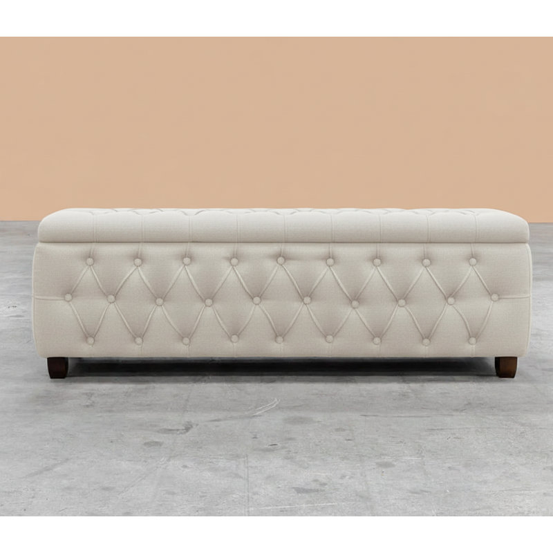 Riga Wide Velvet Tufted Rectangle Solid Color Ottoman Box with Storage, Upholstered Footstool Shoes Bench with Legs