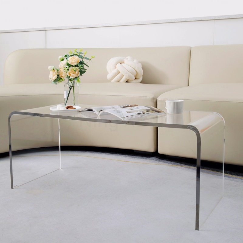 Table basse 39,25 "de long rectangulaire en acrylique de 15 mm d'épaisseur