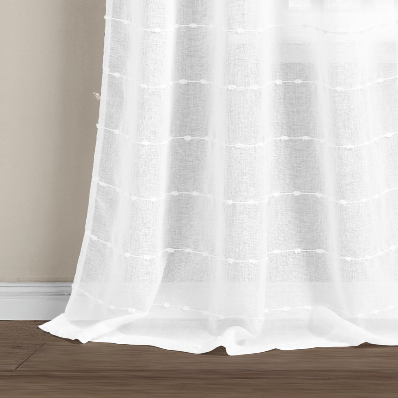 Paire de rideaux transparents avec œillets Lush Decor Farmhouse (ensemble de 2), Blanc, L 38 po x L 108 po