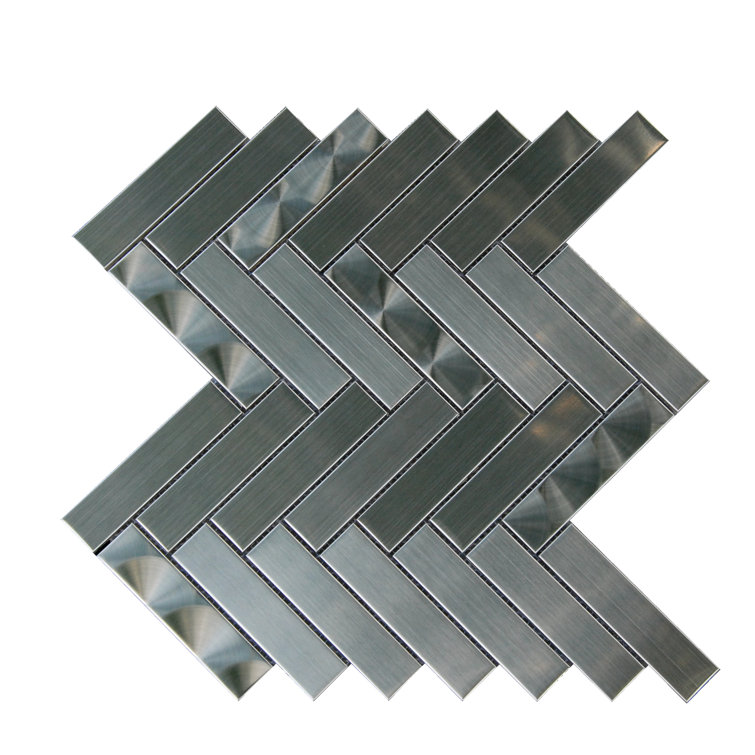 Arrowhead 1" x 4" Metal Mosaic Tile in Gray