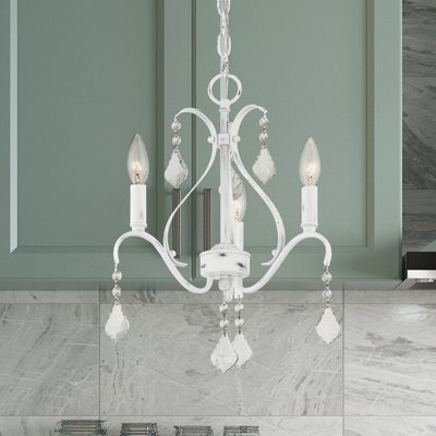 Lustre classique à 3 lumières de style bougie avec détails en cristal Maines