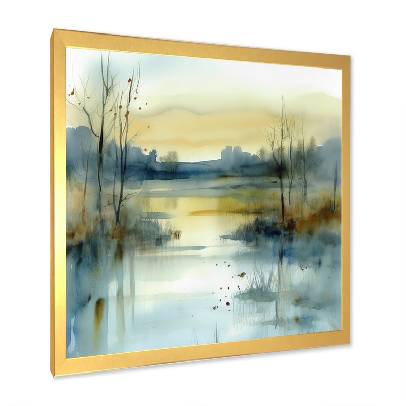 Summer Lake Landscape Illustration III, reproduction d'art sur toile, H 30 po x l 30 po x P 1 po