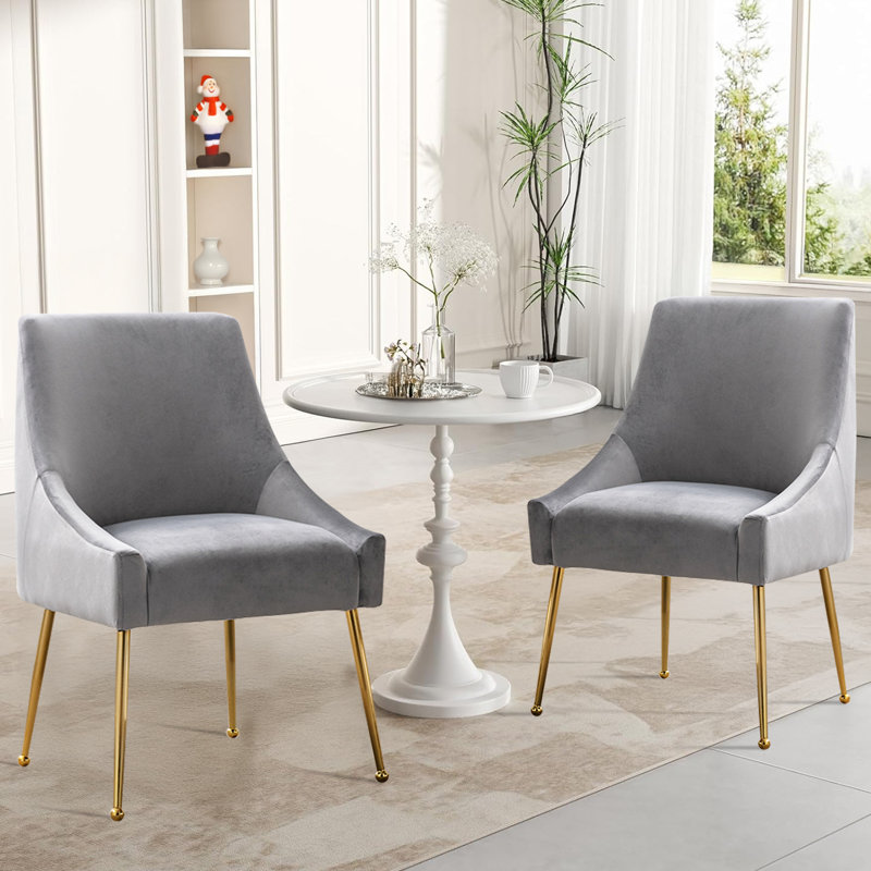 Chaise d'appoint rembourrée en velours avec pieds dorés , Gris