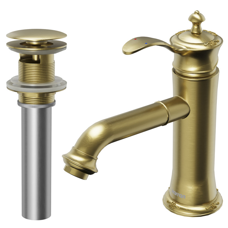Single-handle Bathroom Faucet with Drain Assembly, Brushed Gold