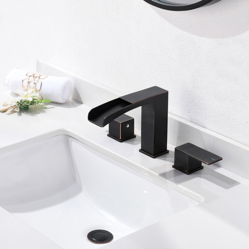 Widespread 2-handle Bathroom Faucet with Drain Assembly, Oil Rubbed Bronze