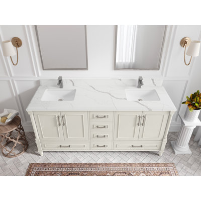 Aberdeen 72'' Double Bathroom Vanity with Quartz Top