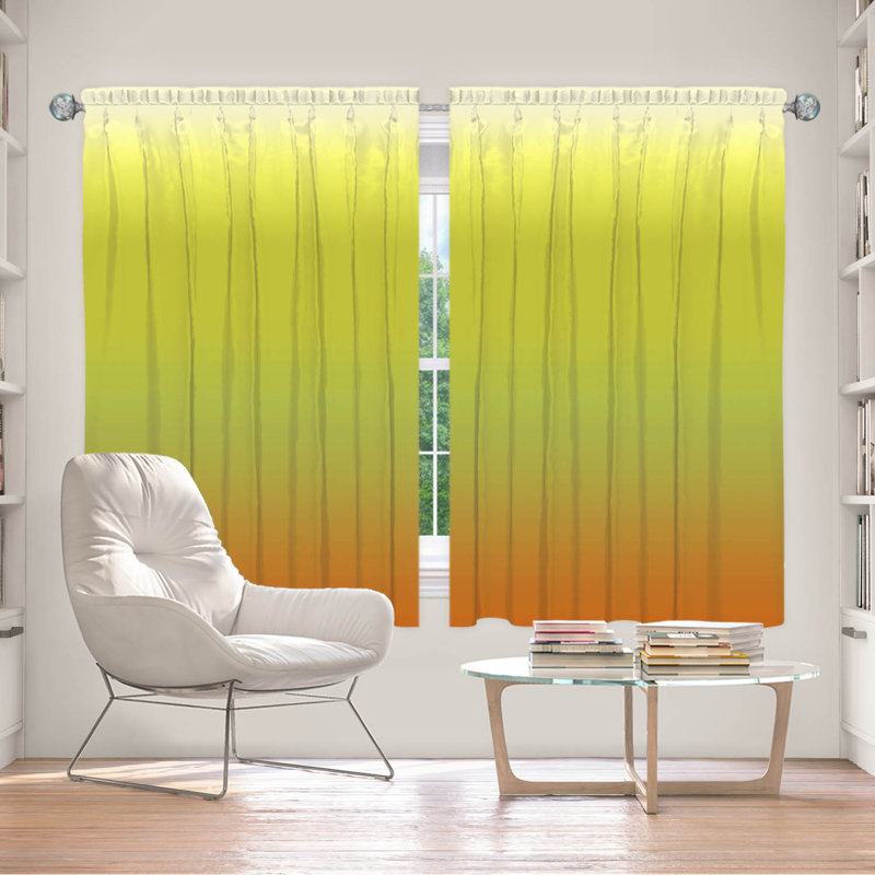 Vandela Room Darkening Curtain Pair, 56" W x 78" L, Orange/Green/Yellow