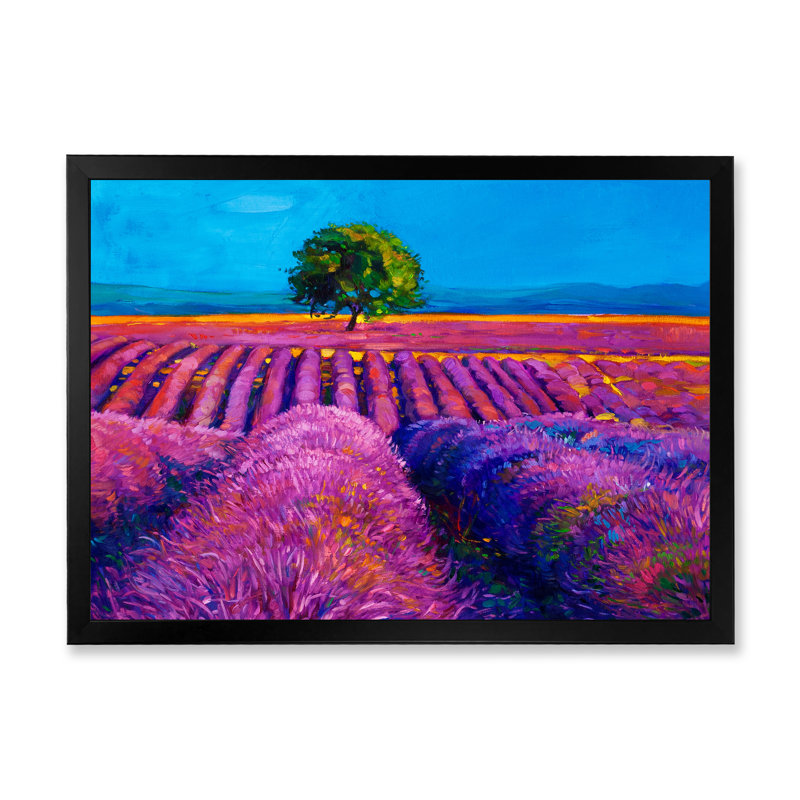Lavender Fields II - reproduction d'art sur toile encadrée, H 8 po x l 12 po x P 1 po, Cadre photo noir