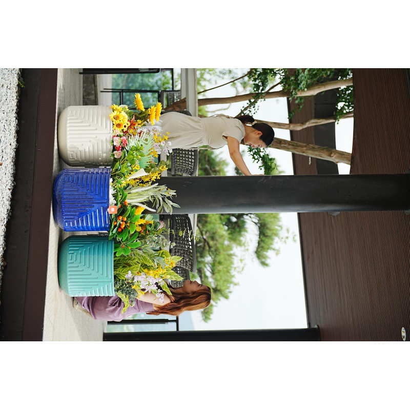 High-quality ceramic flower pots, Cyan