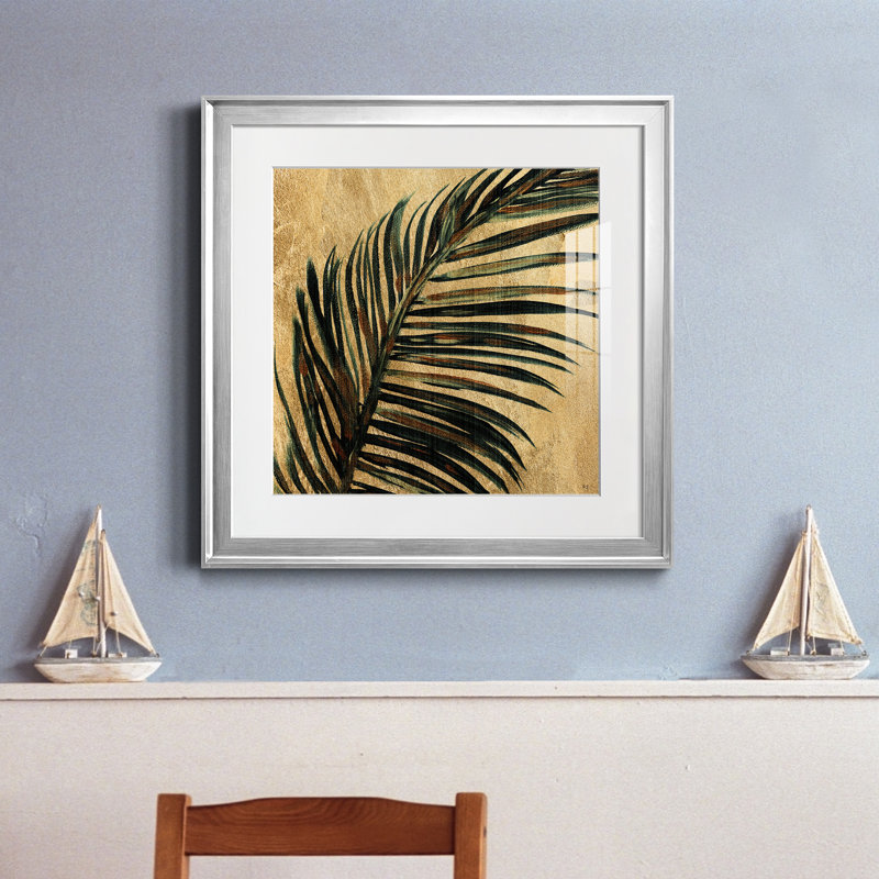 Lush Palm I - peinture encadrée, Encadrement argenté, H 22,5 po x l 22,5 po x P 1,5 po
