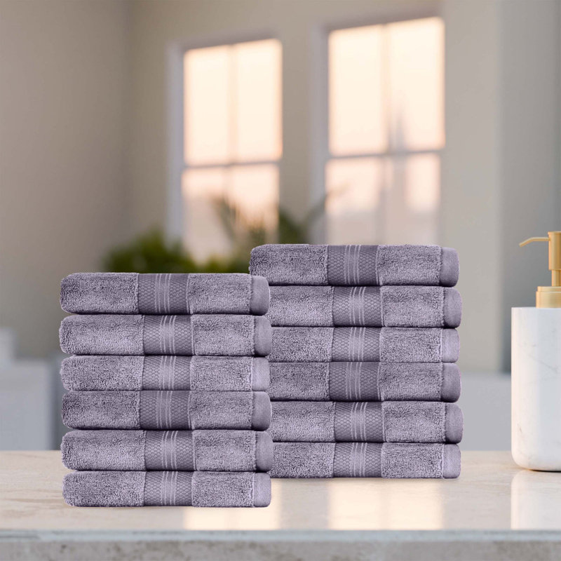 Finnian Plush Heavyweight, 100% Turkish Towel Collection, Wisteria, Washcloths - 12 Pack