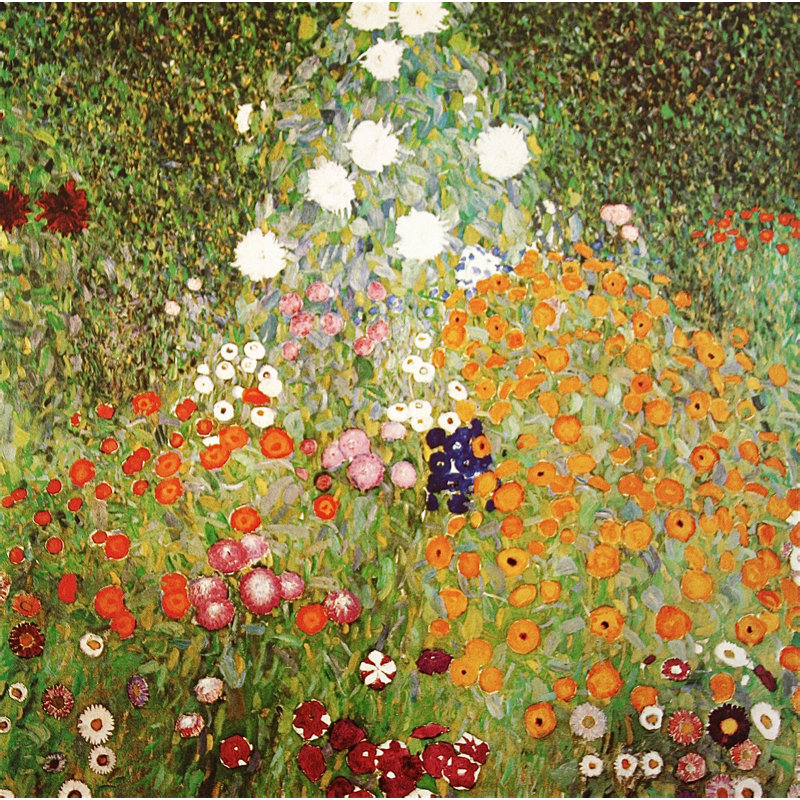 «Flowery Garden» par Gustav Klimt, impression sur toile tendue, H 36 po x l 36 po x P 1,5 po