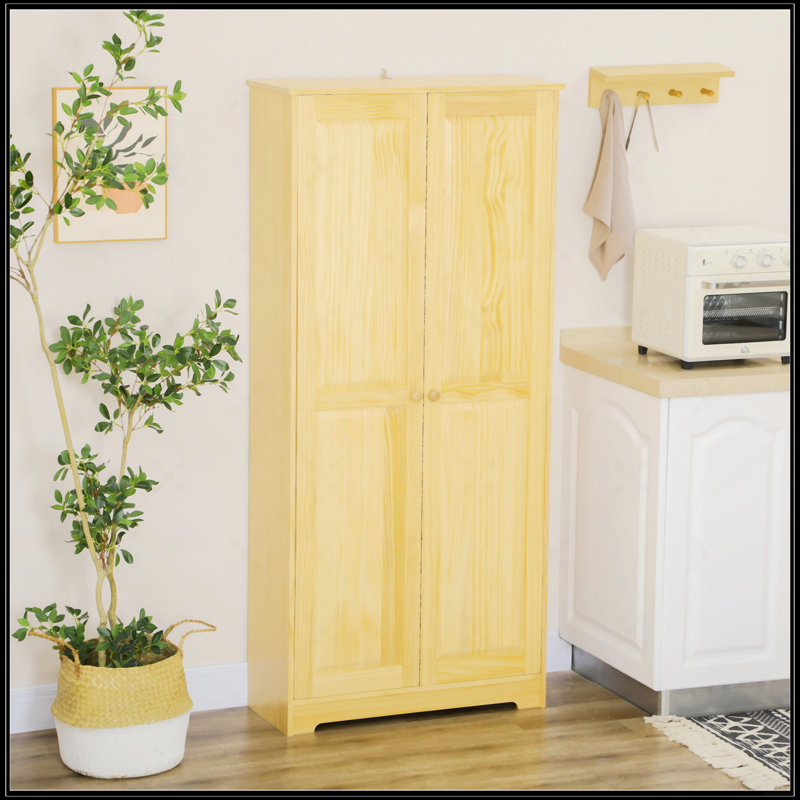 67" Pinewood Kitchen Pantry Storage Cabinet