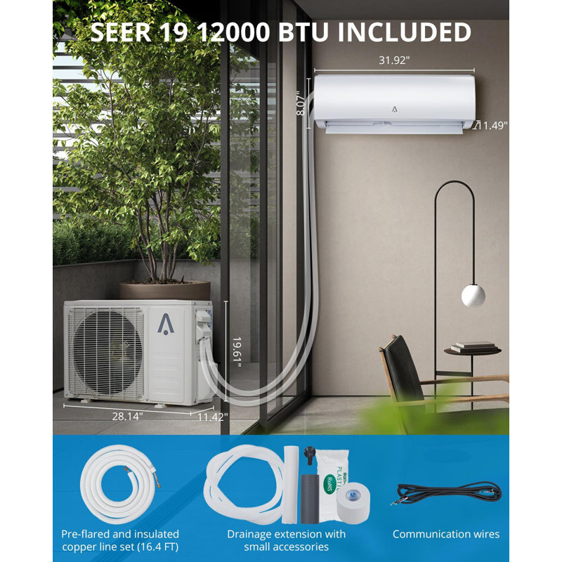 Babevy 12000 BTU Wi-Fi Connected Ductless Mini Split Air Conditioner