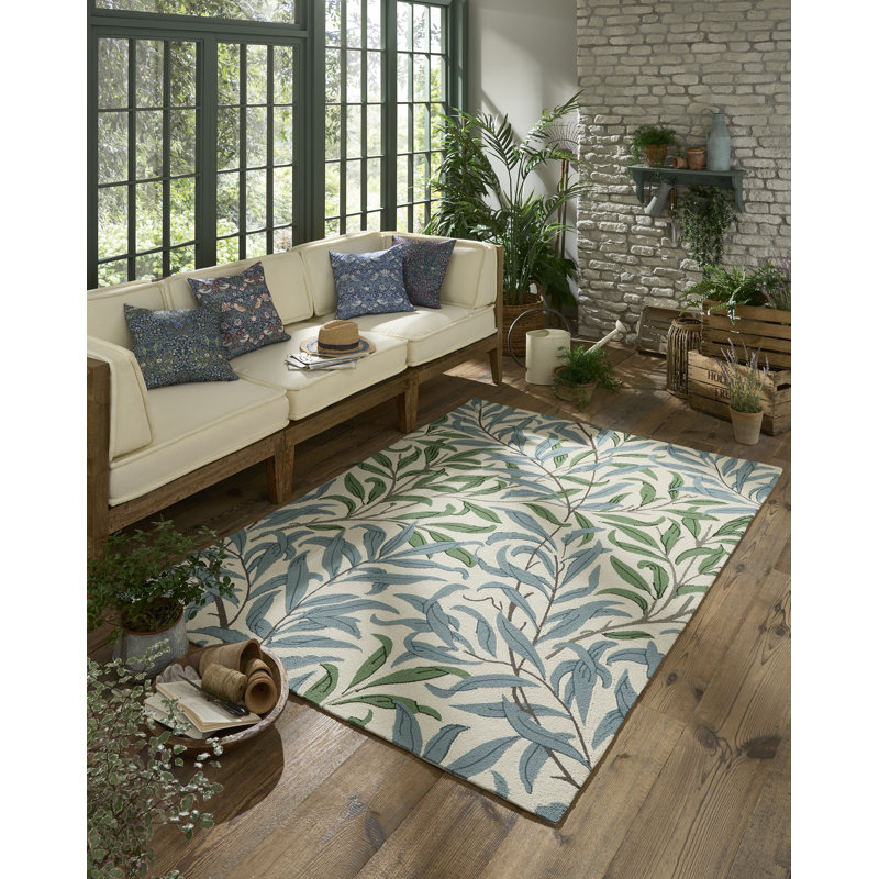 Floral Area Rug in Green, Rectangle 5'3'' x 7'6''