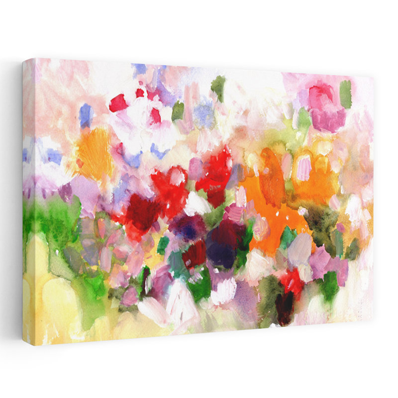 Art contemporain contemporain abstrait coloré, H 16 po x l 24 po