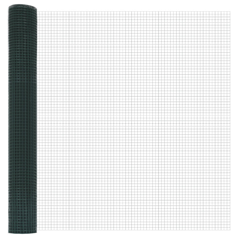 Welded Wire Fence With 7 Posts Steel, 120cm H x 5000cm W, Green