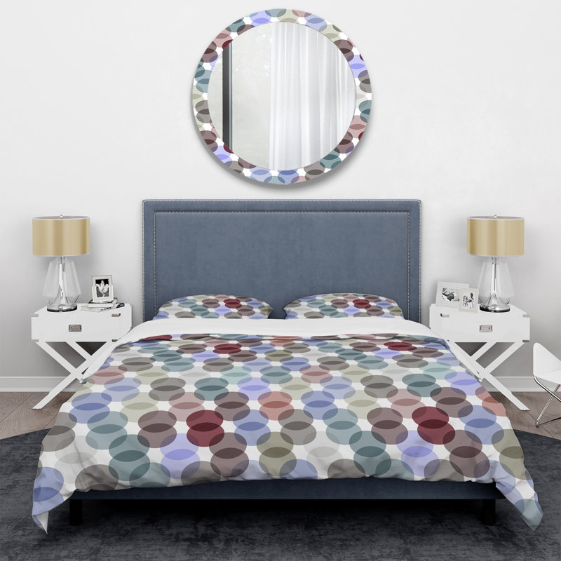 Motif de cercles mauves - Ensemble de housse de couette abstrait - Microfibre de polyester