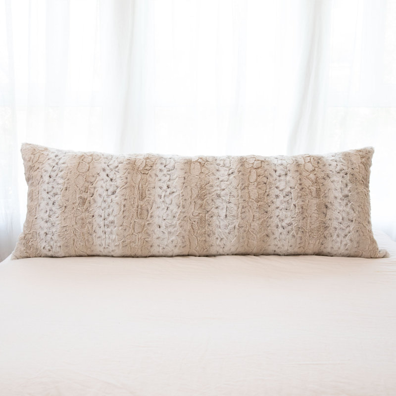 Animal Print Faux Fur Reversible Throw Pillow, Snow Lepoard, 22x22