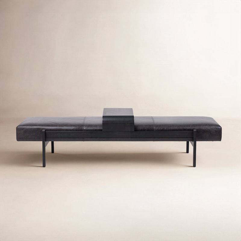 Romina Upholstered Bench, Sonoma Black, Brushed Ebony