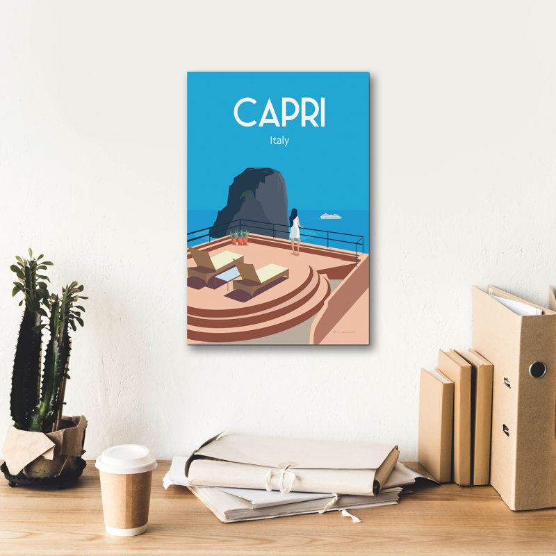 Toile épique «Capri» par Omar Escalante, H 18 po x l 12 po