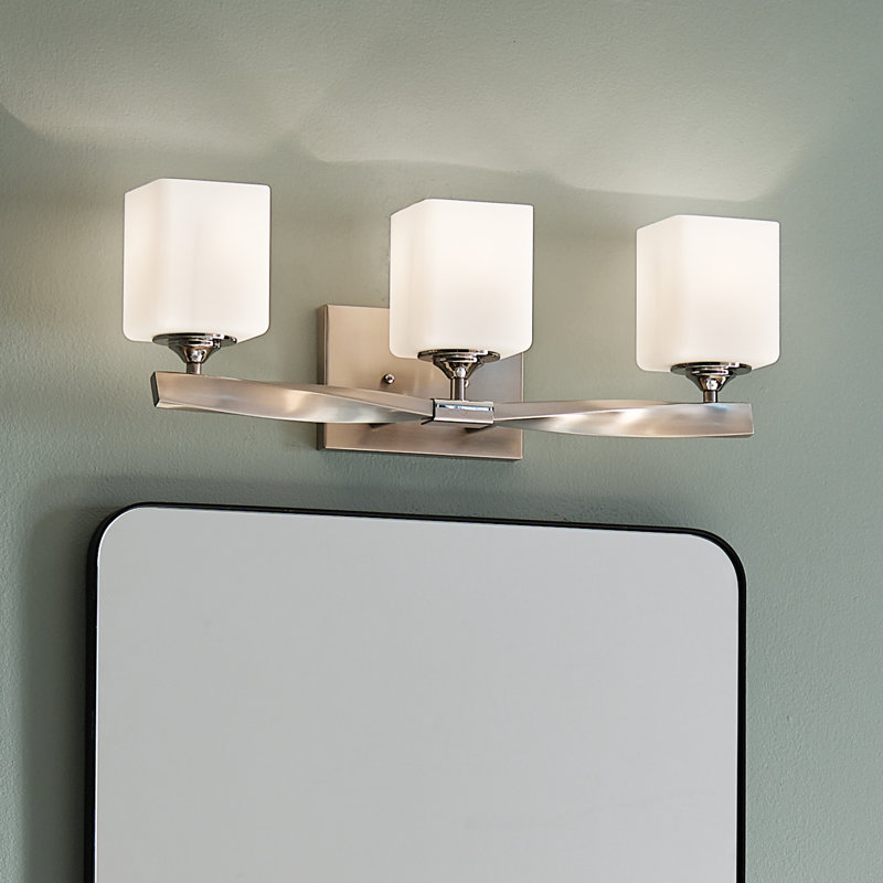 Éclairage pour salle de bain 3 lumières Lecompton, Nickel brossé