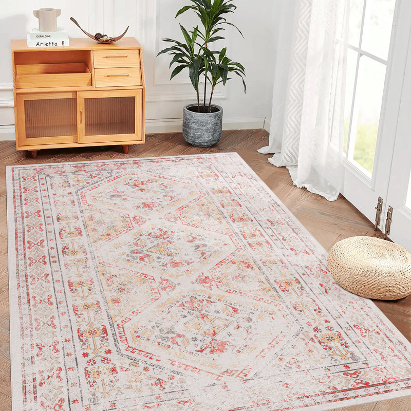Tapis beige lavable (beige), Rectangle de 5 pi x 8 pi
