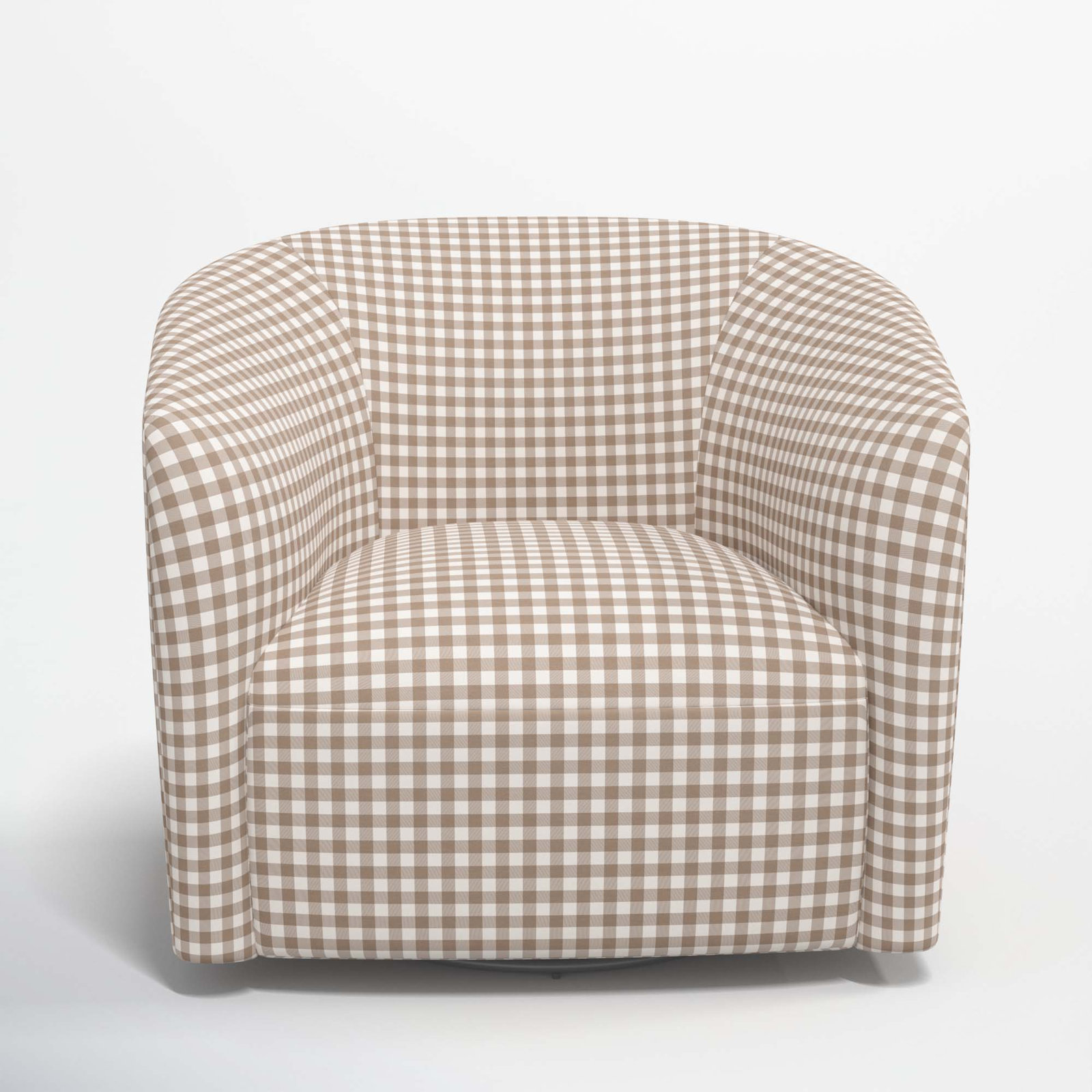 Marita Upholstered Swivel Barrel Chair, Classic Gingham Tan