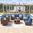Asa Outdoor 8-Piece Acacia Wood Faux Rattan Conversation Set with Cushions-1503446049