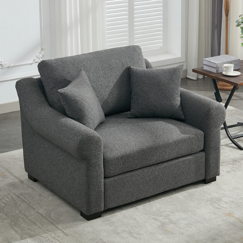 Chenille Oversized Armchair, Gray Chenille, 35.5" H x 44.5" W x 36.2" D