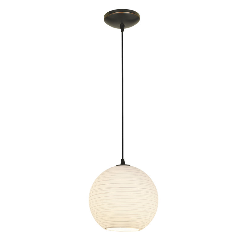 Pendentif globe à 1 lumière Weber, Bronze huilé, Corde, H 54 po x l 8 po x P 8 po