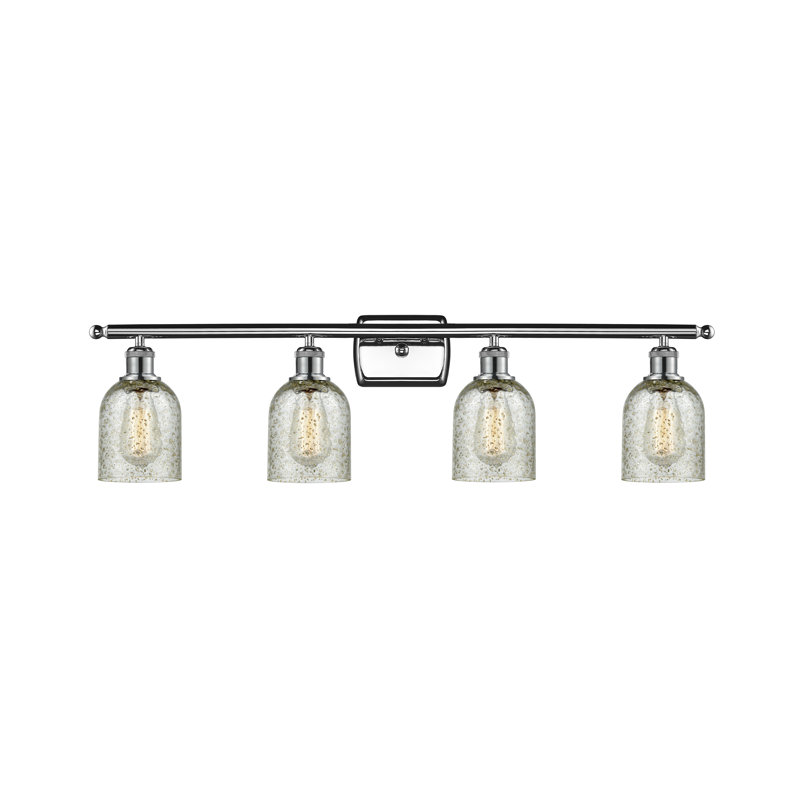 Vella 4 - Light Dimmable Vanity Light, Mica, 6 Watt Vinage LED Bulb, Polished Chrome