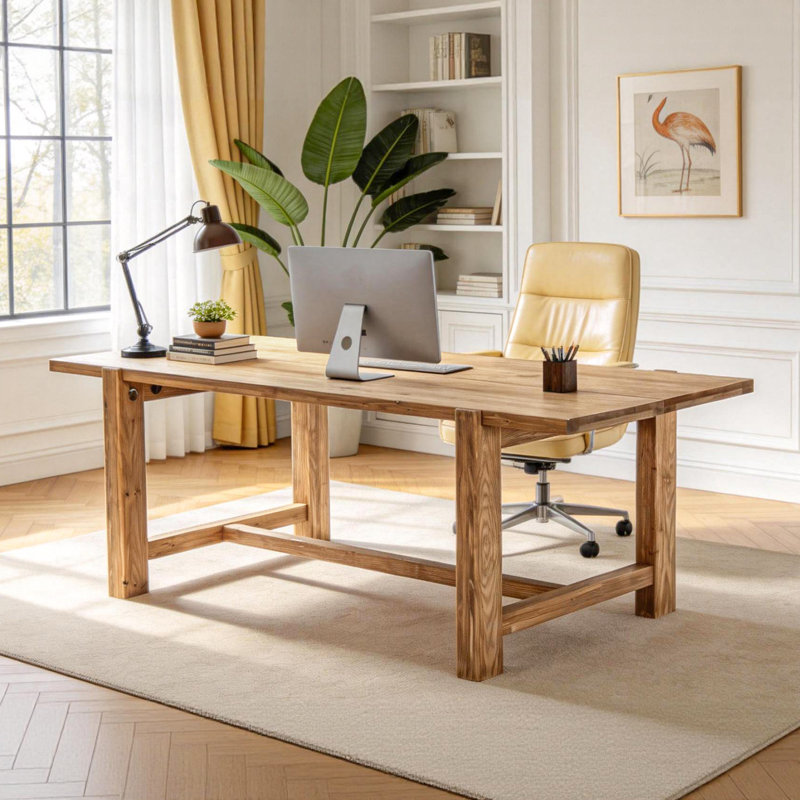 Bureau d'ordinateur en bois massif, bureau de direction de grande ferme 63 po
