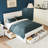 6 Drawers Storage Bed Frame with Wooden Slats Support-1436751805