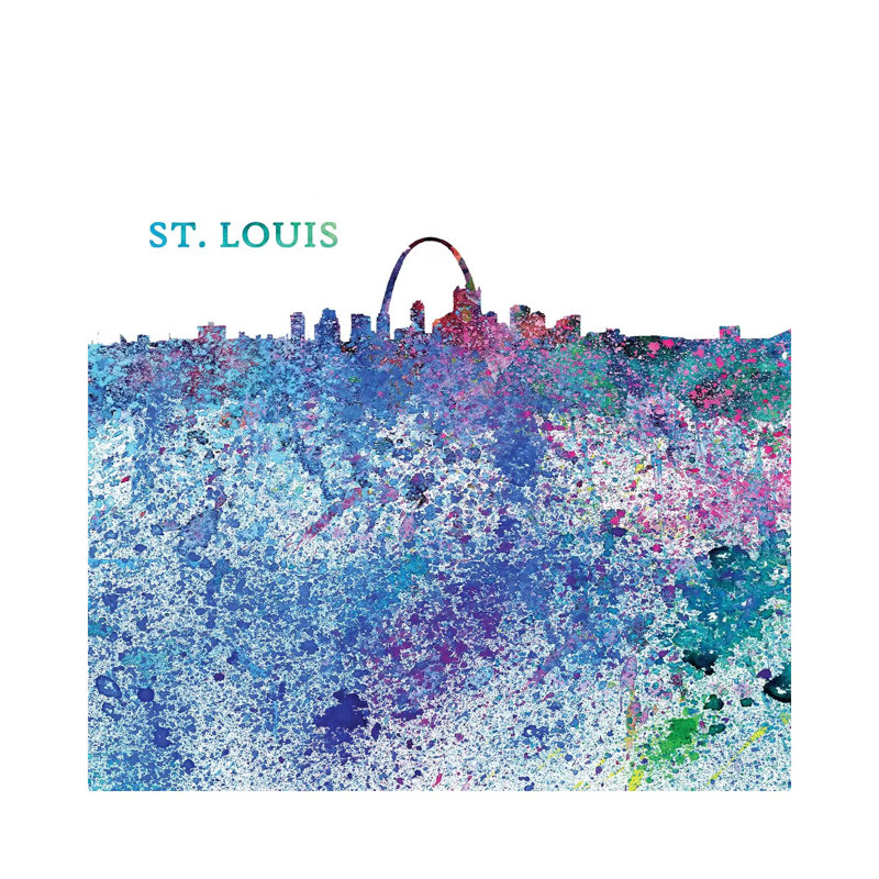 St Louis Missouri Skyline Silhouette Impressionistic Splash by Markus & Martina Bleichner - Wrapped Canvas Painting