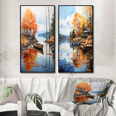«Lake Dockside Serenity Pointillism» «Lake Dockside Serenity Pointillism» 2 - pièces sur