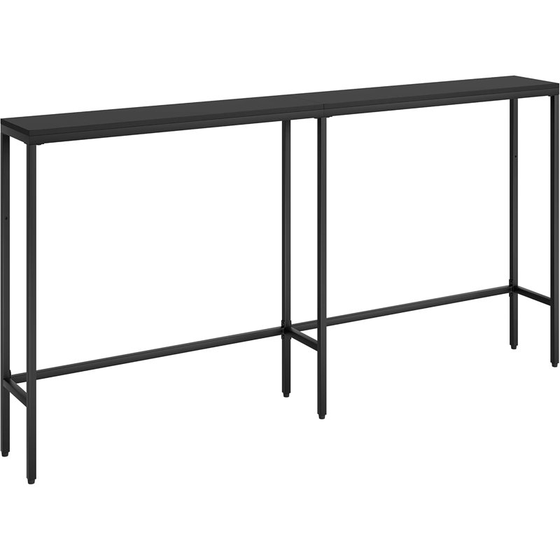 Console étroite 63 po moderne, canapé-lit mince derrière le canapé, table d'entrée en métal noir pour le salon, couloir, L 63 po x l 7,9 po x H 31,7 po