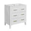 Meuble-lavabo de 30 po Solan, lavabo simple en céramique, poignées dorées, bois blanc-124806706