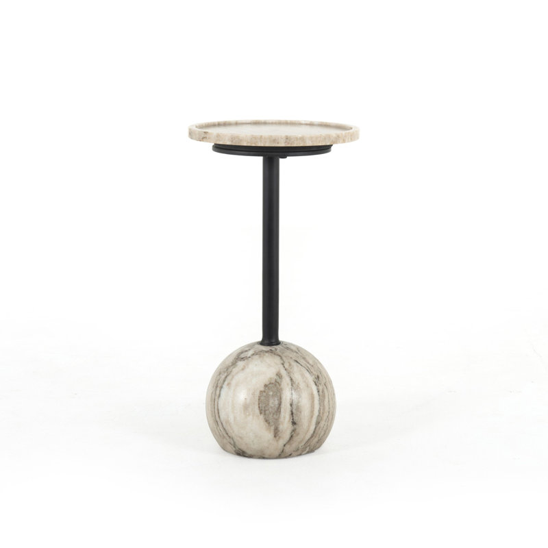 Viola Marble End Table, Antique White