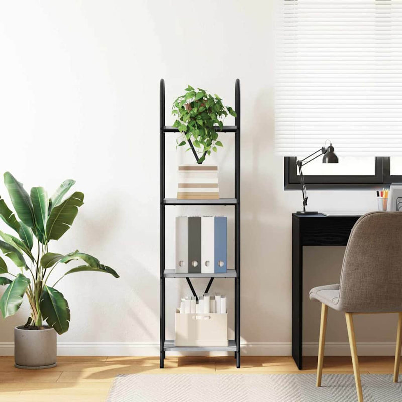  Bookshelf Engineered Wood, (4 Shelves) 146cm. H x 40cm. W x 30cm. D, Grey Sonoma