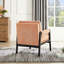 Fauteuil orange en chenille - conception de style Mid-Century, coussin de dossier amovible, siège d'appoint moderne à structure en bois robuste, assise et dossier moelleux-428162610
