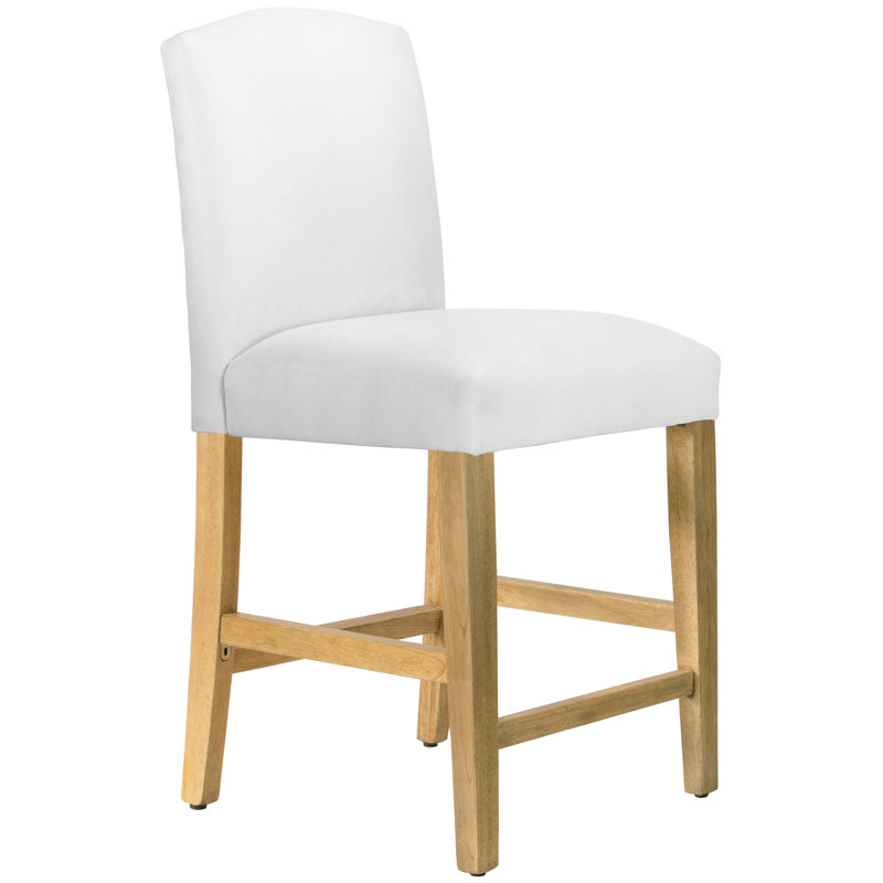 Tabouret de bar et de comptoir April, Tabouret de comptoir (siège d'une hauteur de 26 p, Velours blanc classique