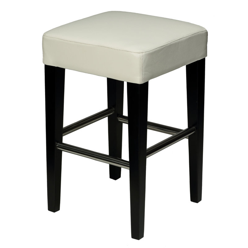 Landershire Upholstered Counter Stool with Solid Wood Frame, White