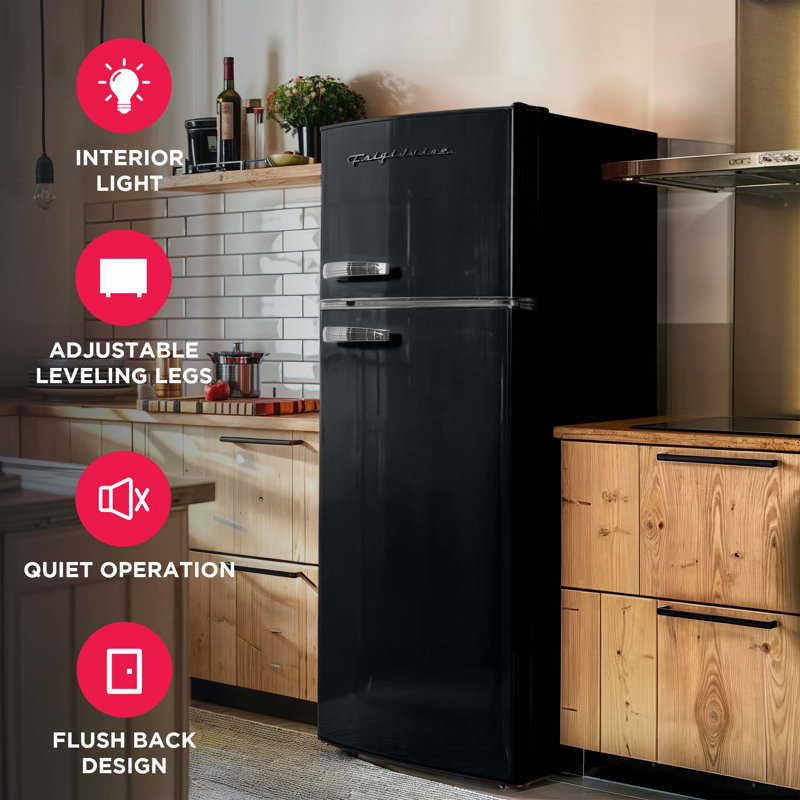Frigidaire 7.5 Cu. Ft. Retro Fridge Freezer Combo, Apartment Size Top Freezer Refrigerator, Black
