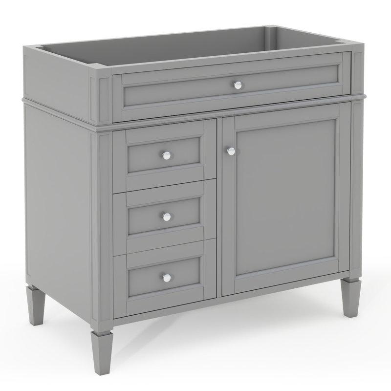 Meuble-lavabo moderne avec rangement spacieux et structure en bois massif (lavabo non inclus)