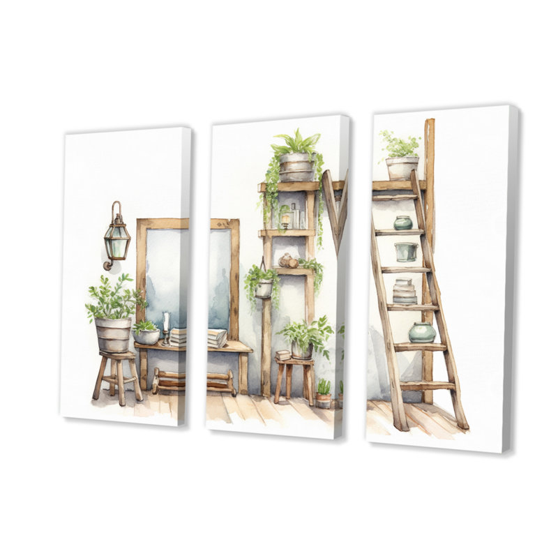 "Natural Bathroom Decor XXVI" sur toile, reproduction de 3 pièces, H 28 po x l 36 po x P 1 po